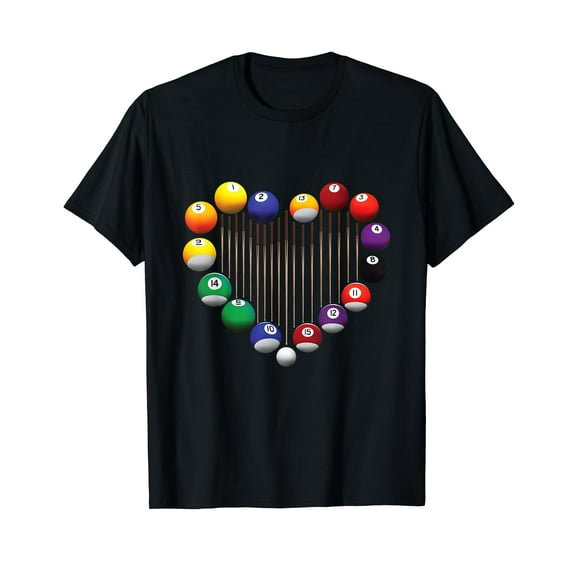 Billiard Pool Billiard Ball Billiard player lover heart men T-Shirt