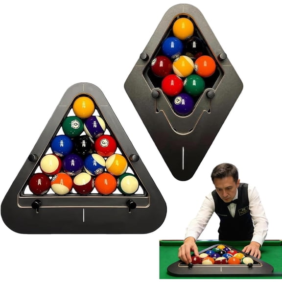 Billiard Pool Rack System, Adjustable Solid Wood Triangle & Diamond Rack, Gap-Free Precision for 8 Ball&9 Ball, Heavy Duty Accessory