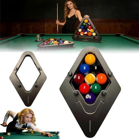 Billiard Rack System, Professional Pool Ball Rack with Gap-Free Precision for 8-Ball & 9-Ball, Adjustable Triangle & Heavy Duty Diamond Rack for Perfect Breaks, Billiards Accessories(B)Q
