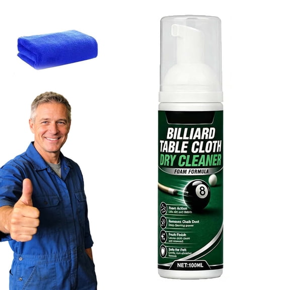 Billiard Table Felt Dry Cleaner Foam Formula, Waterless Pool Table Cloth Care, Removes Chalk Dust, Restores Smooth Felt, Gentle Care for Home Gym Club, Gift for Billiard Enthusiasts(1pcs)