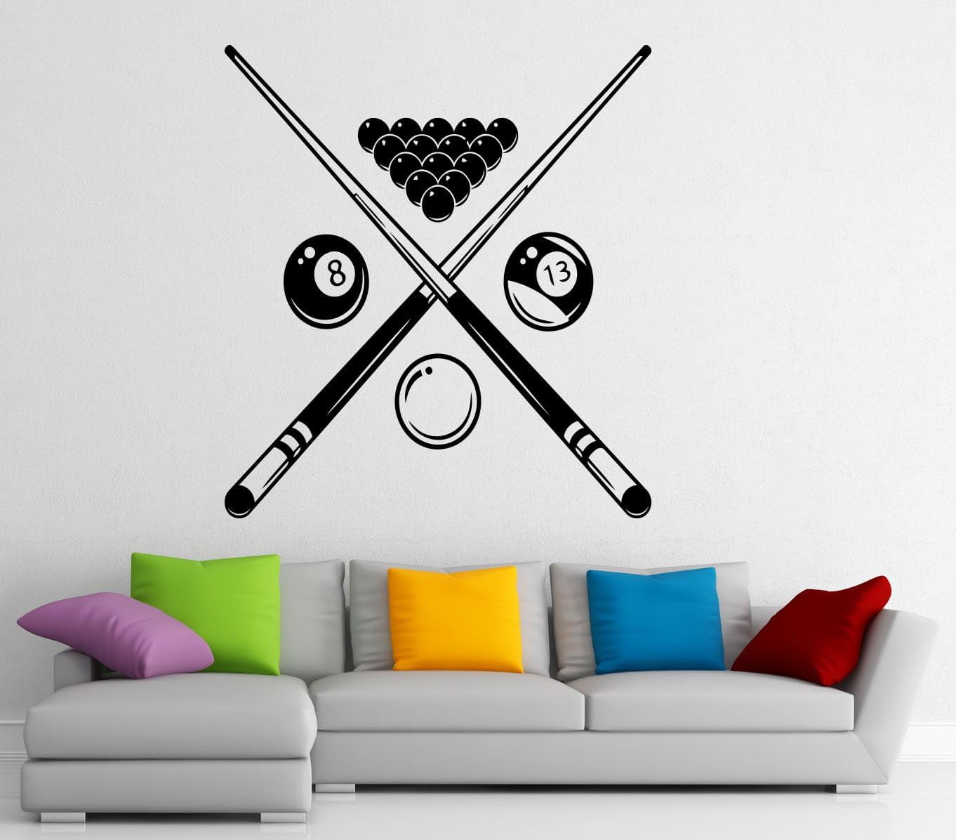Billiard Wall Decal Snooker Vinyl Sticker Bals Sports Game Home