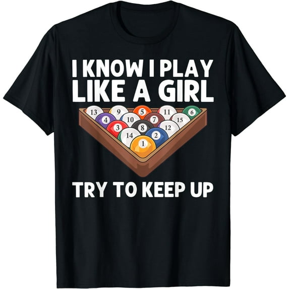 Billiards Art For Girls Women 8 Ball Pool Billiards Player T-Shirt