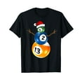 thumbnail image 1 of Billiards Christmas Snowman T-Shirt with Pool Table Balls, 1 of 5