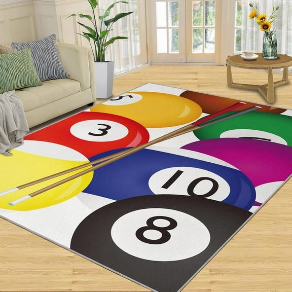 Billiards Cues Sports Area Rugs Billiards Cues Sports Area Rugs, Farmhouse Rug Light Texture Low Pile For Home Decor Playroom Cafe Office 4x5ft