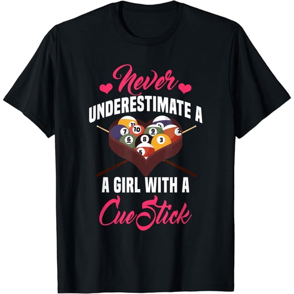Billiards Girl Player Table Snooker Pyramid Billiard Stick T-Shirt