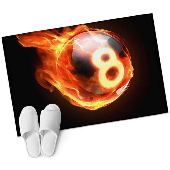 Billiards Large Area Rugs for Bedroom Living Room, Non Slip Carpet Bedside Rug, Modern Buruning Flame Sport Black Background Rectangular Floor Cover Kitchen Accent Rug 2'x3' for Dining Room/Office
