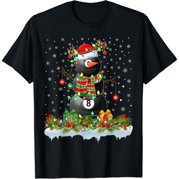 Billiards Lighting Snowman Billiards T-Shirt Tshirt All Size S-5XL