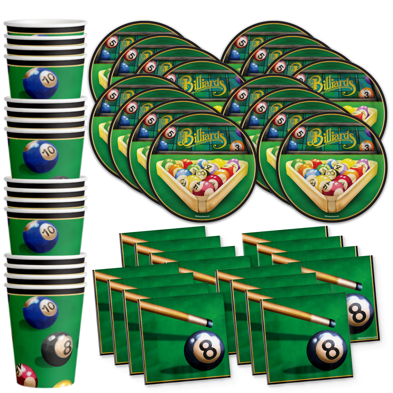 Billiards Party Supplies - Pool Table Plates and Napkins - Adult ...