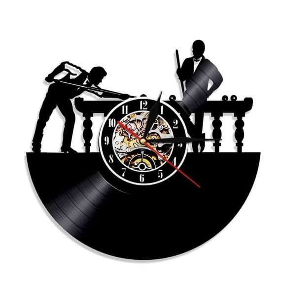 Billiards Player Wall Sign Personalised Wall Clock Unique Pool Billiards Snooker Room Decor Vinyl Record Clock Man Cave Gift Without LED