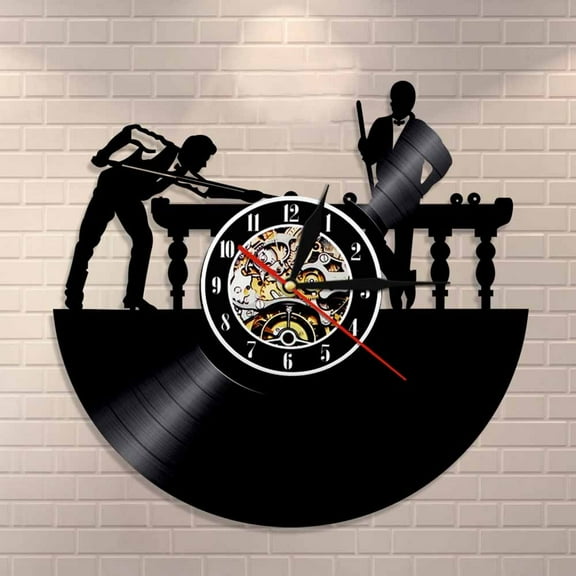 Billiards Player Wall Sign Personalised Wall Clock Unique Pool Billiards Snooker Room Decor Vinyl Record Clock Man Cave Gift