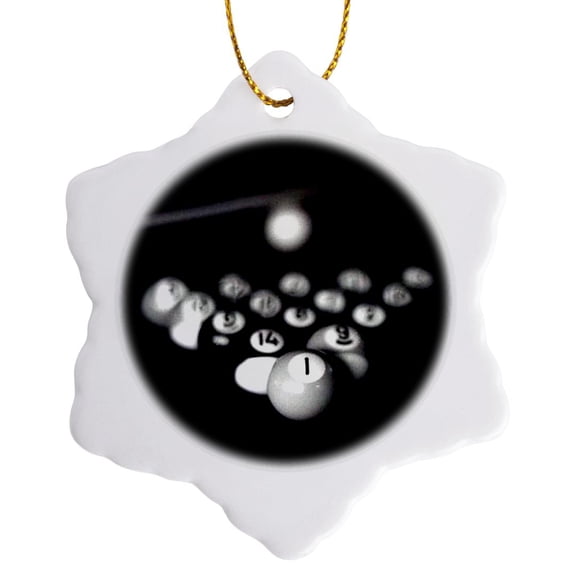 Billiards Pool, 3 inch Snowflake Porcelain Ornament