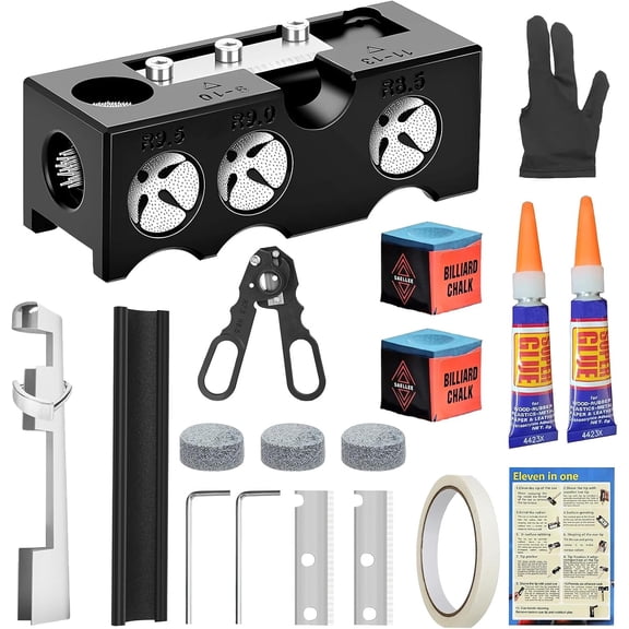 Billiards Pool Cue Tip Shaper & Repair Kit