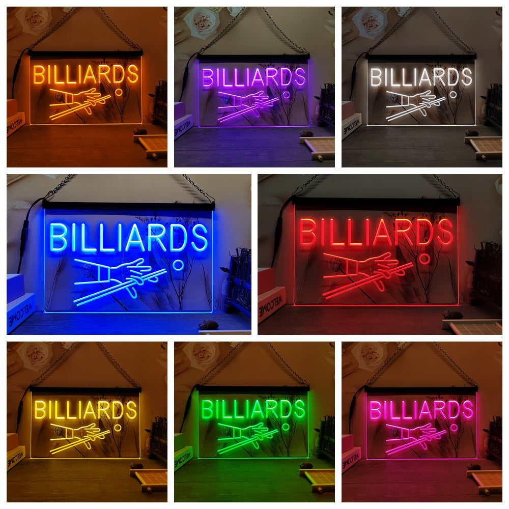 Billiards Pool Room Table Bar Pub Vintage LED Neon Sign-Posters ...