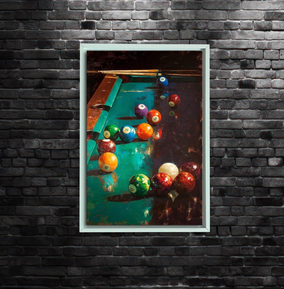 Billiards Pool Table Vibrant Bar Game Man Cave Wall Art, Unframed Paper ...