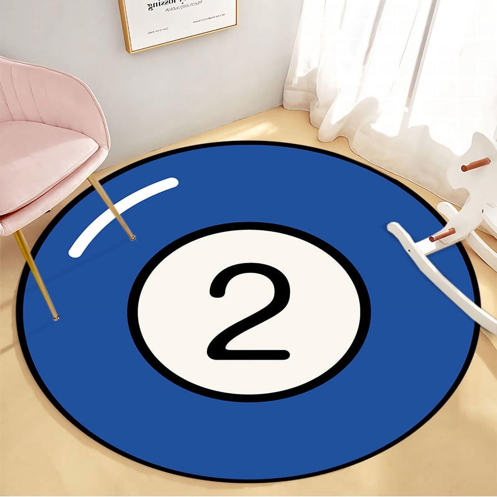 Billiards Round Carpet Floor Mat Retro Black Hip Hop Carpets for Bed