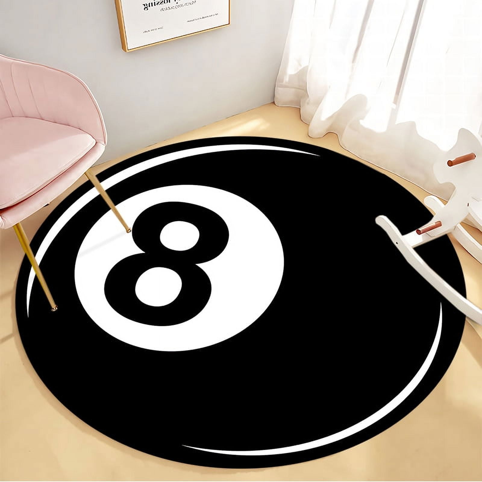 Billiards Round Carpet Floor Mat Retro Black Hip Hop Carpets for Bed Room Flannel Rug Cool Area ...