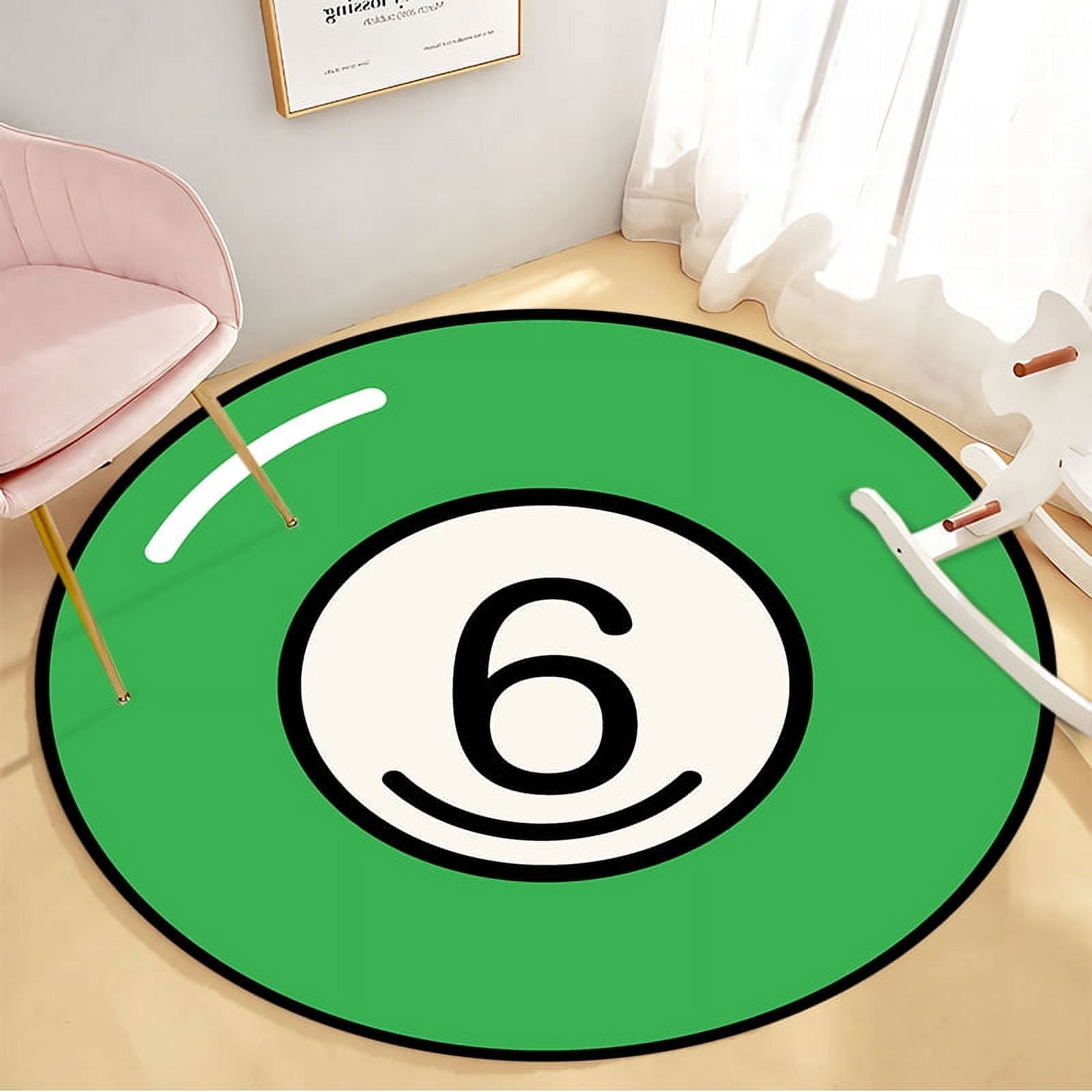 Billiards Round Carpet Floor Mat Retro Black Hip Hop Carpets for Bed