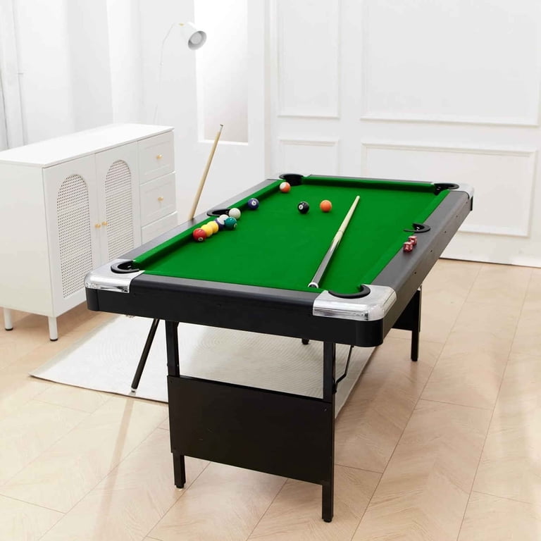 66" Foldable 3-in-1 Pool & Ping Pong Table - Portable Game Table For Home, Includes Balls, Cues, Paddles