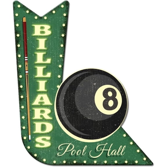 "Billiards" Vintage Metal Tin Sign Retro Arrow Sign Plaque Poster Metal Wall Decorative Tin Signs