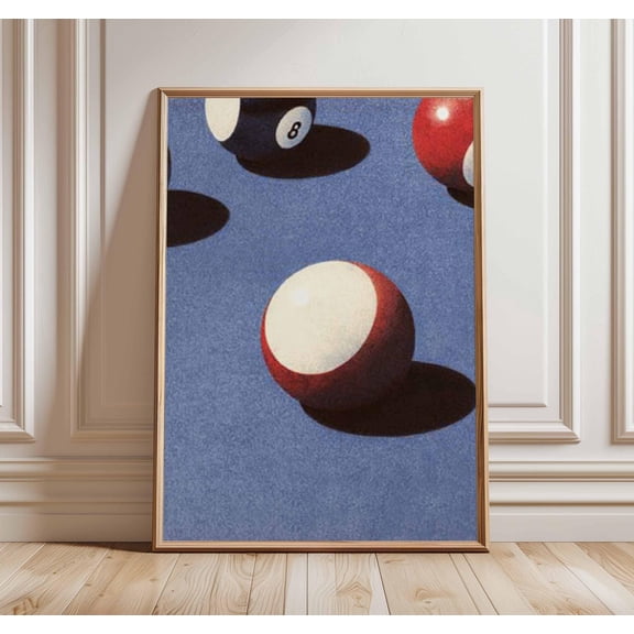 Billiards Wall Art Print Retro Pool Table Poster Game Room Decor Classic 8 Ball Artwork fo