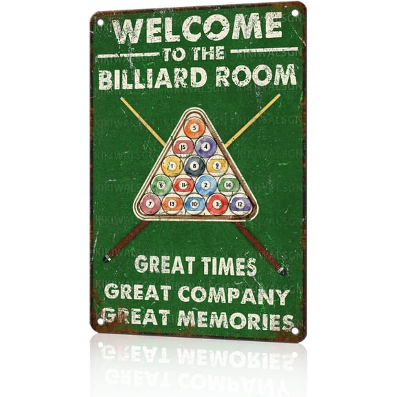 Billiards Welcome Billiard Great Time Company Tin Sign 12 x 8 Inch Vintage Wall Decor