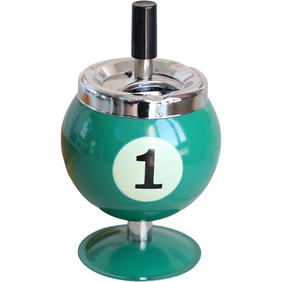 Billiards metal ashtray with covered anti fly ash for office table tennis decoration(Green No.1)