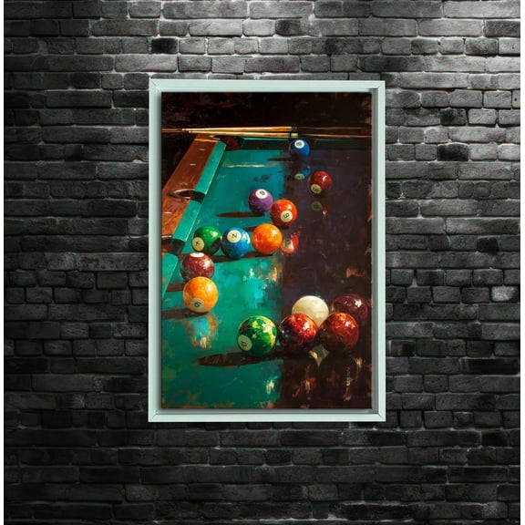 Billiards wall art, Pool table print, vibrant bar game decor, colorful sports room artwork, man cave billiard gift Poster Decor, Size 16x24 UNFFRAMED F03.1.8l1659