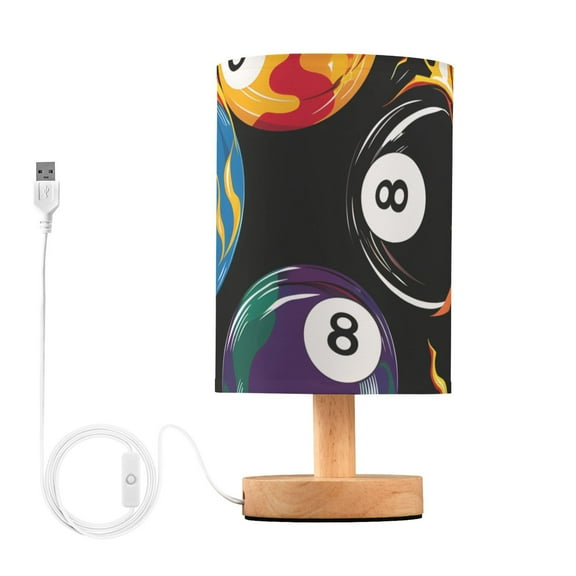 Billiards with Flame Table Lamp with USB Port LED Warm Light Lamp Night Light Home Decor