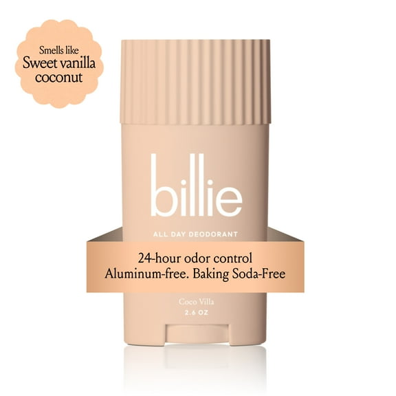 Billie All Day Womens Deodorant Stick, 2.6 oz, Coco Villa Scent, 24 Hour Odor Control, Aluminum Free