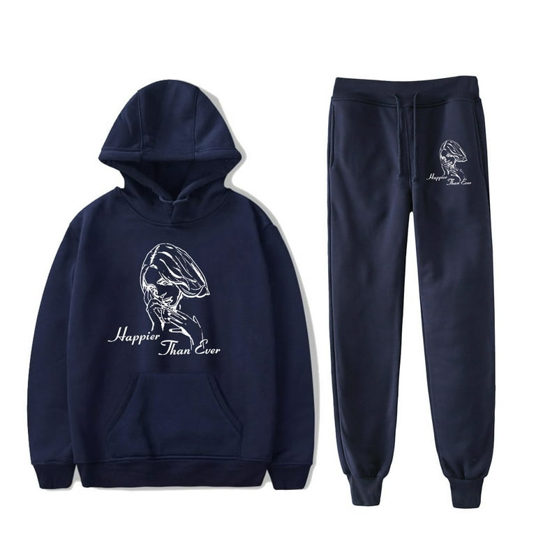 Billie Eilish Happier Than Ever Hoodie Jogger Pants Two Piece Set Sweatshirts Sweatpants Men Women s Set Walmart