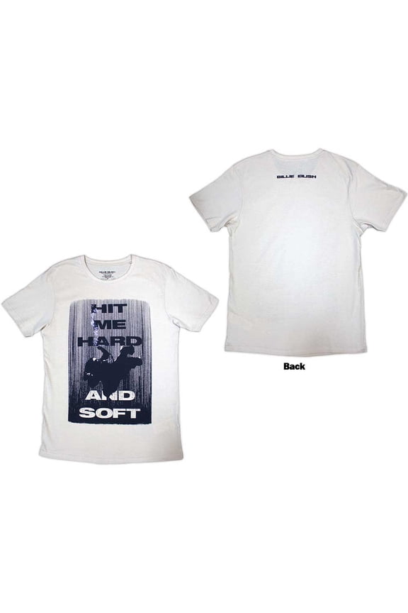 Billie Eilish Unisex T-Shirt Hit Me Hard And Soft Falling (Natural) (Back Print) (Medium)