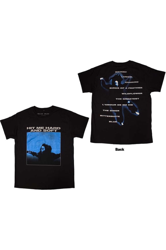 Billie Eilish Unisex T-Shirt: Hit Me Hard And Soft Tracklist (Back Print) (Large)