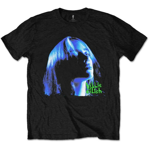Billie Eilish Unisex T-Shirt Neon Shadow Blue (X-Large)