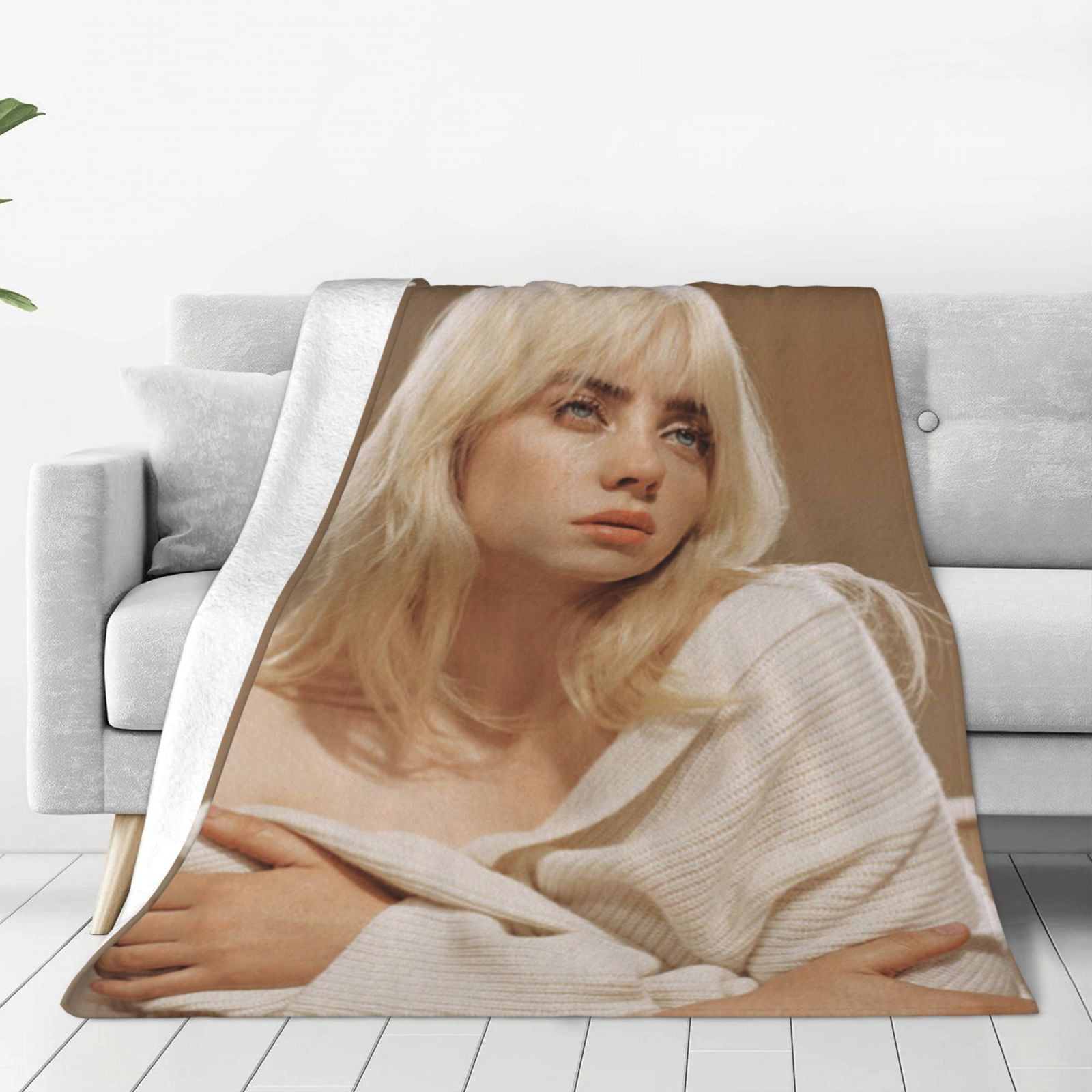 Billie Eilish soft antipilling blanket with a full single print design