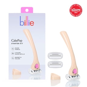 Billie Womens Razor Kit, 1 Handle + 2 Blade Refills + Magnetic Holder, Cake Pop Color
