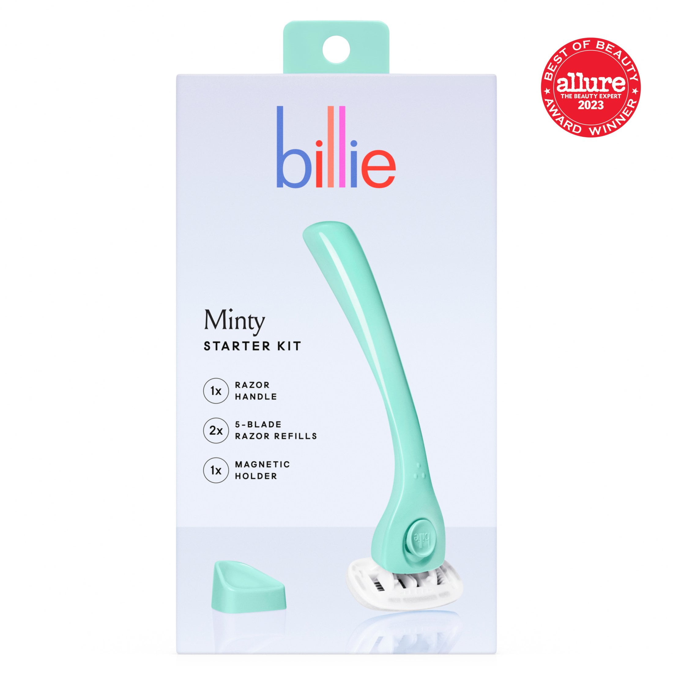 Billie Womens Razor Kit - 1 Handle + 2 x 5-Blade Refills + Magnetic Holder - Minty