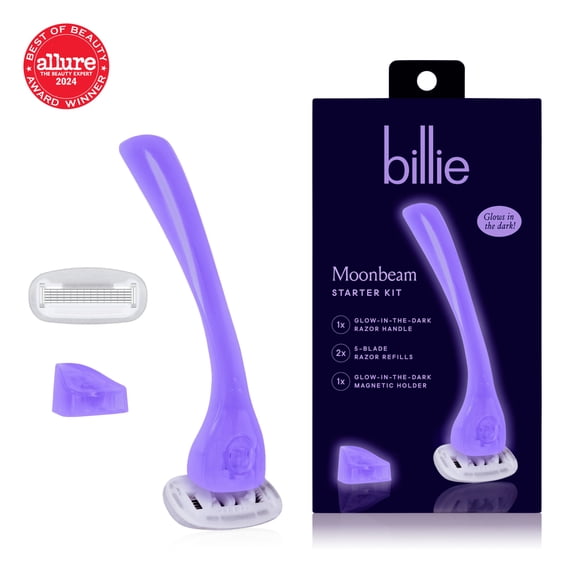 Billie Women’s Razor Kit - 1 Handle + 2 x 5-Blade Refills + Magnetic Holder - Moonbeam