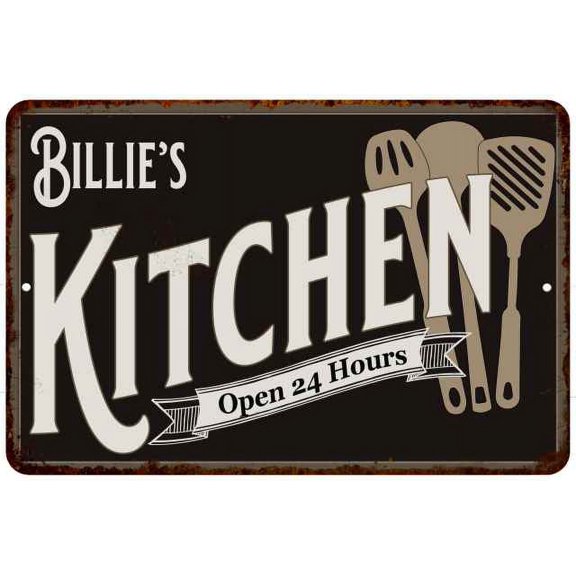 Billie's Kitchen Sign Metal Wall 8 x 12 High Gloss Metal 208120019281