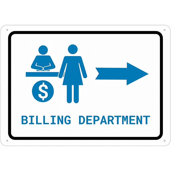 Billing Department Right Arrow Metal Aluminum Sign 12 x 8 Inches - Pre ...
