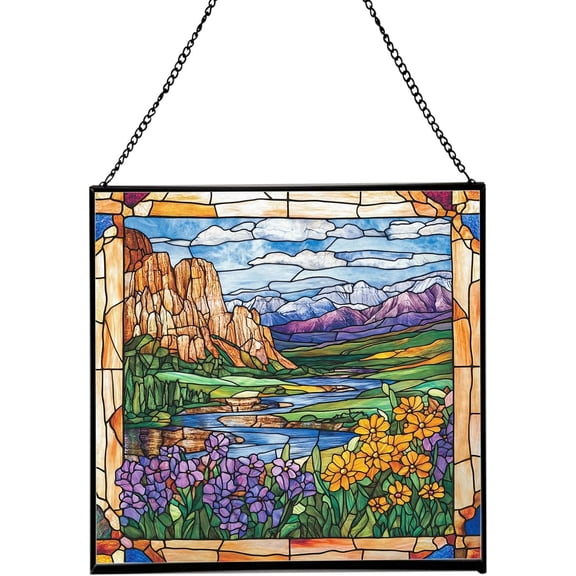 Billings City-Montana Landmark Stained Glass Suncatcher, Square Window Hanging, Tiffany Style Home Decor, size 8in