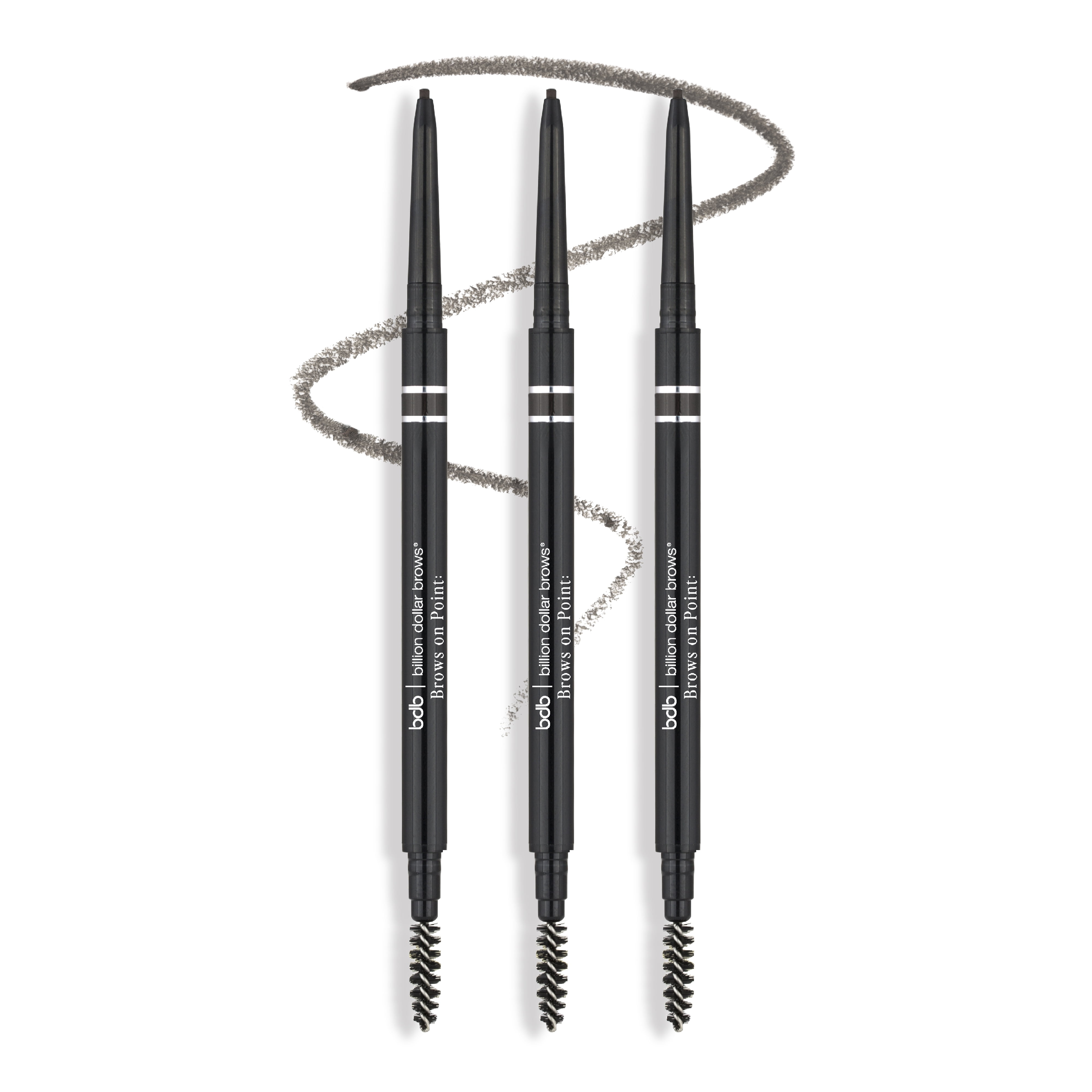 bdb On-Point Waterproof Micro Eyebrow Pencil - Raven Black, 3-Pack, Self-Sharpening Tip, Natural Blendable Lines