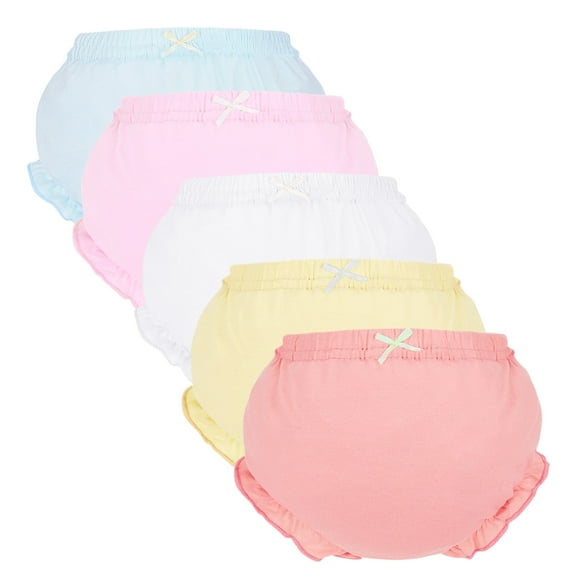 Billion Xin 5 Pcs Diaper Covers Ruffled Bloomers for Baby Girls Comfortable and Breathable Cotton Toddler Girls Shorts Briefs Underwear, Multicolor