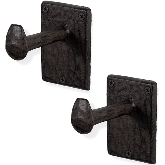 Billow Wall Mount Cast Iron Hooks Coat Towel Bag Hat Hanger Multiuse Entryway Railroad Spike Rack Black Set of 2