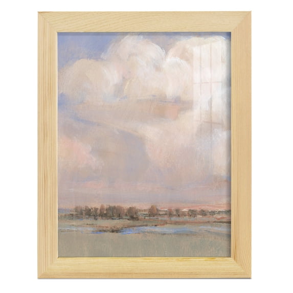 Billowing Clouds II - Framed Print w/glass - Natural Wood