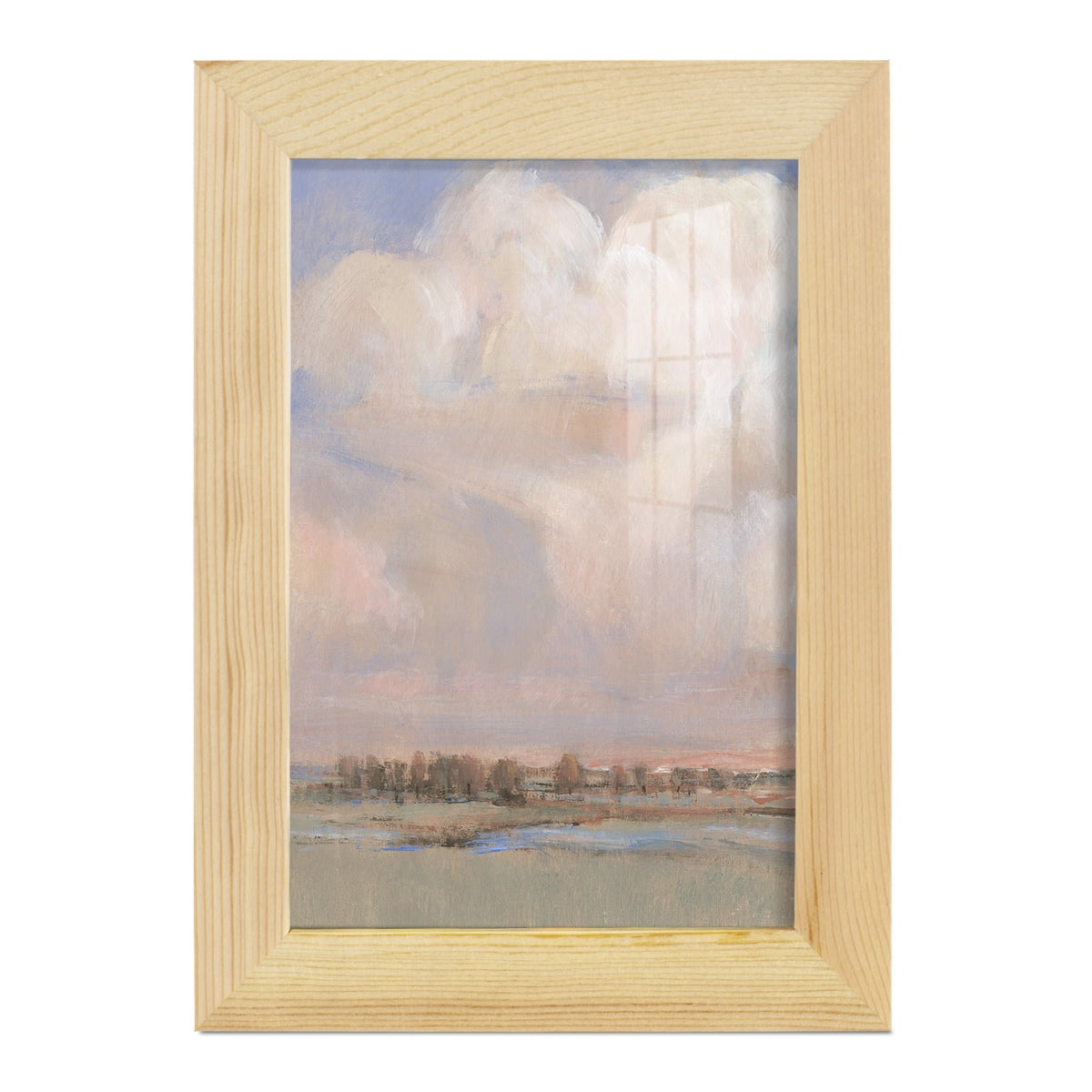 Billowing Clouds II - Framed Print w/glass - Natural Wood