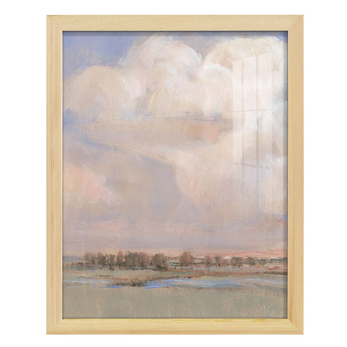 Billowing Clouds II - Framed Print w/glass - Natural Wood