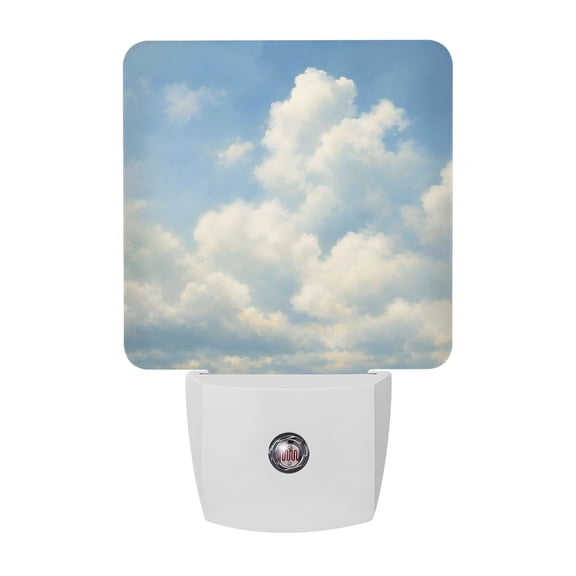 Billowing Clouds Night Lights, Modern Sky Blue Landscape Oil Painting Texture Smart Auto Dusk to Dawn Sensor Nightlights Plug-in Nightlight for Bedroom Bathroom Living Room Kitchen Hallway