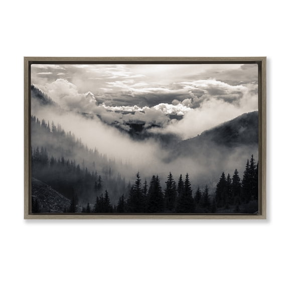 Billowing Fog Atmosphere Brown Framed Floater Canvas Wall Art, design by Decent Exposures