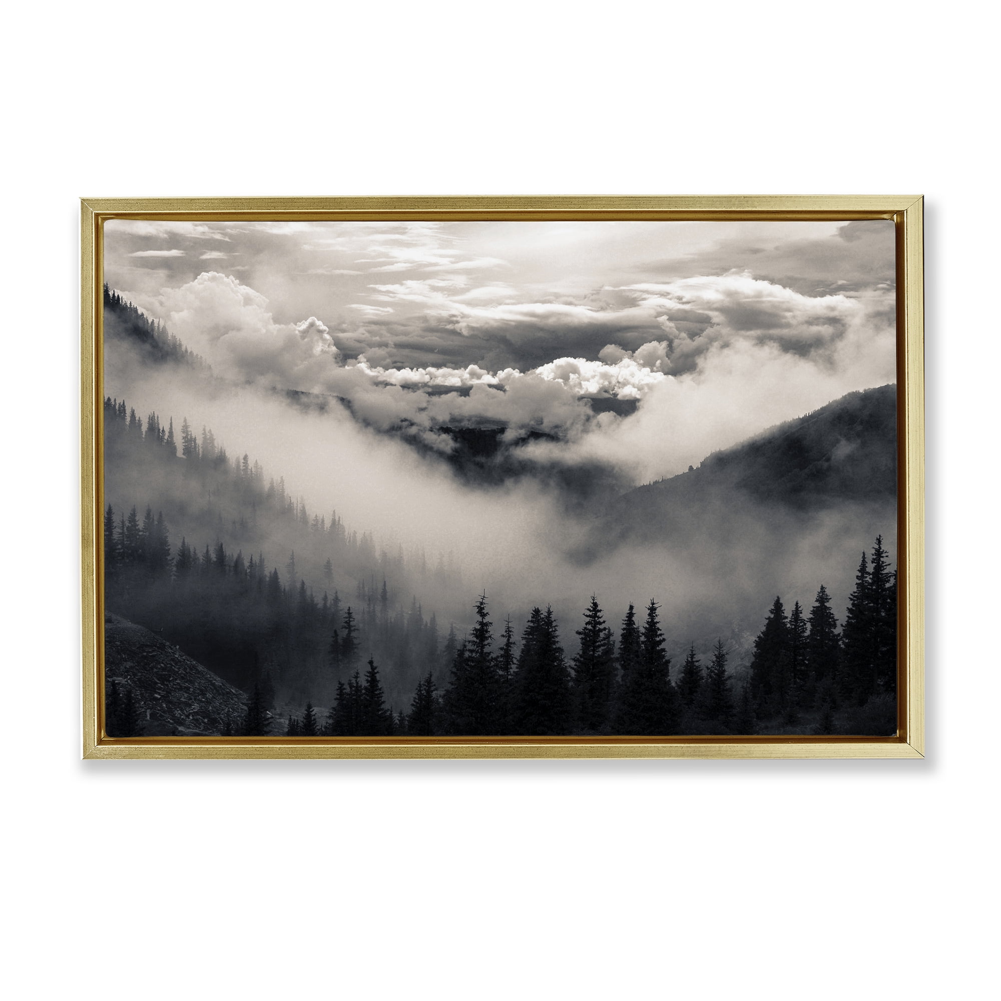 Billowing Fog Atmosphere Gold Framed Floater Canvas Wall Art, design by Decent Exposures