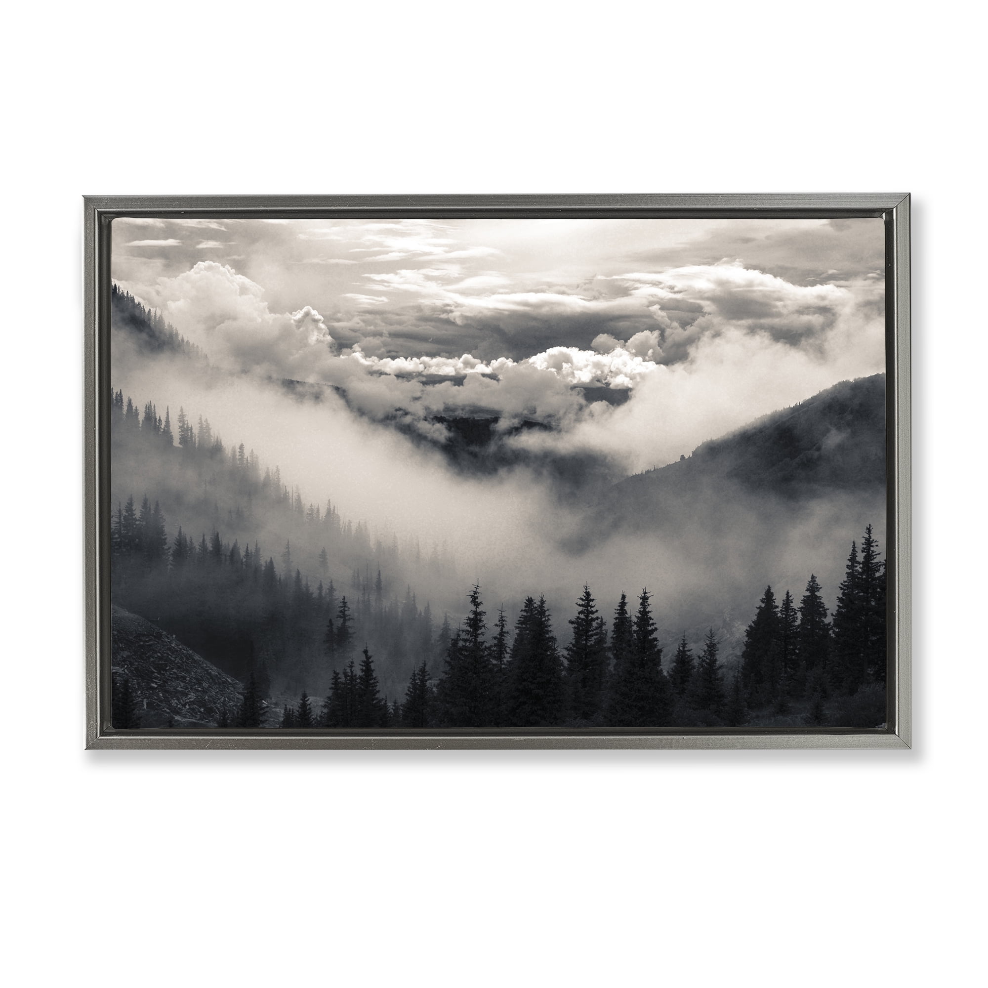 Billowing Fog Atmosphere Gray Framed Floater Canvas Wall Art, design by Decent Exposures